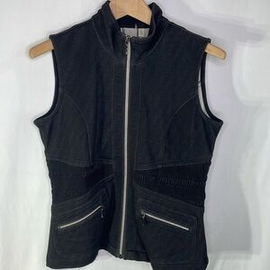 Black knit zip front vest